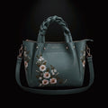Veloura™ – "Floral Aura" Satchel with Artisanal Braided Handle